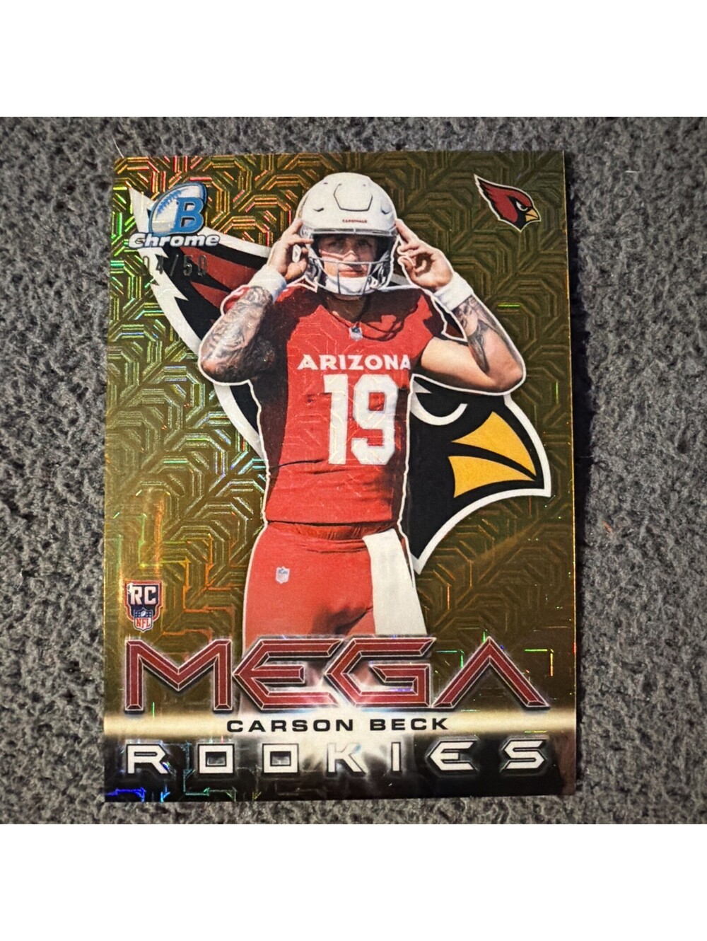 2026 Bowman Football - Carson Beck - #MR-3 Mega Rookies Gold /50 - Cardinals